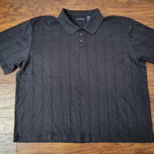 KNIGHTSBRIDGE Black 3-Button Pinstripe Weave Short Sleeve Shirt sz XXL 2X EUC